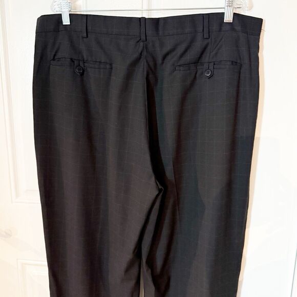 Andrew Fezza Men's 40x32 Plaid Black Straight Leg Slacks Dress Pants - Picture 12 of 16